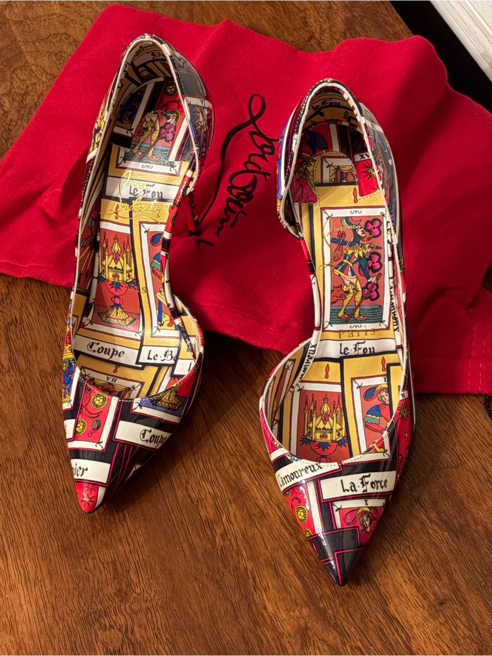 Christian Louboutin Iriza Multi-Color Tarot-Print Pointed Toe Pumps